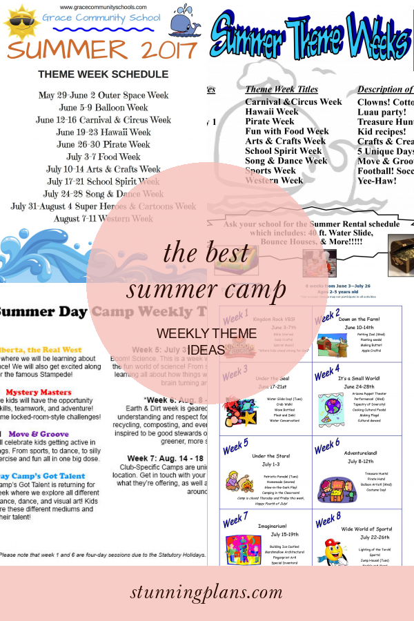 The Best Summer Camp Weekly theme Ideas Home, Family, Style and Art Ideas